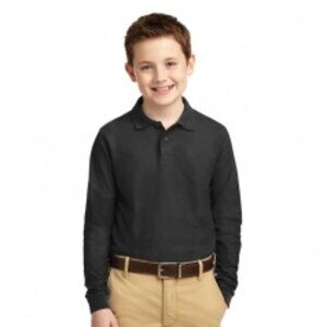 Port Authority® Youth Core Classic Pique Polo - Y500LS - Black